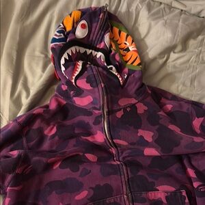 Kids Purple Camo Shark Hoodie
